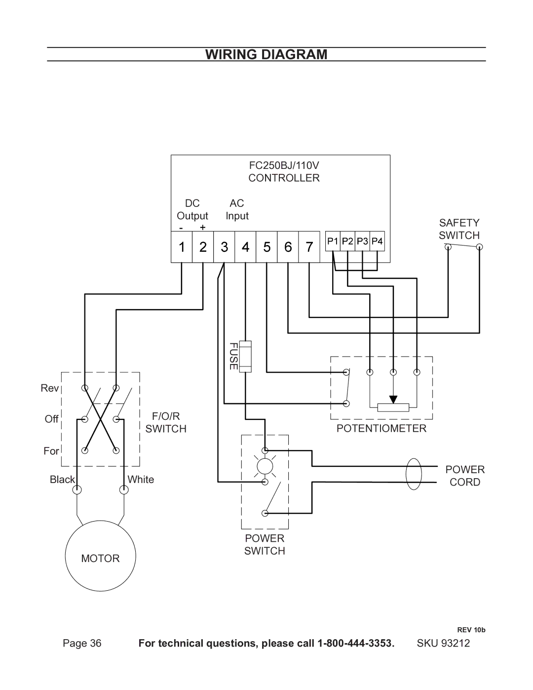 Harbor Freight Tools 93212 operating instructions Wiring Diagram 