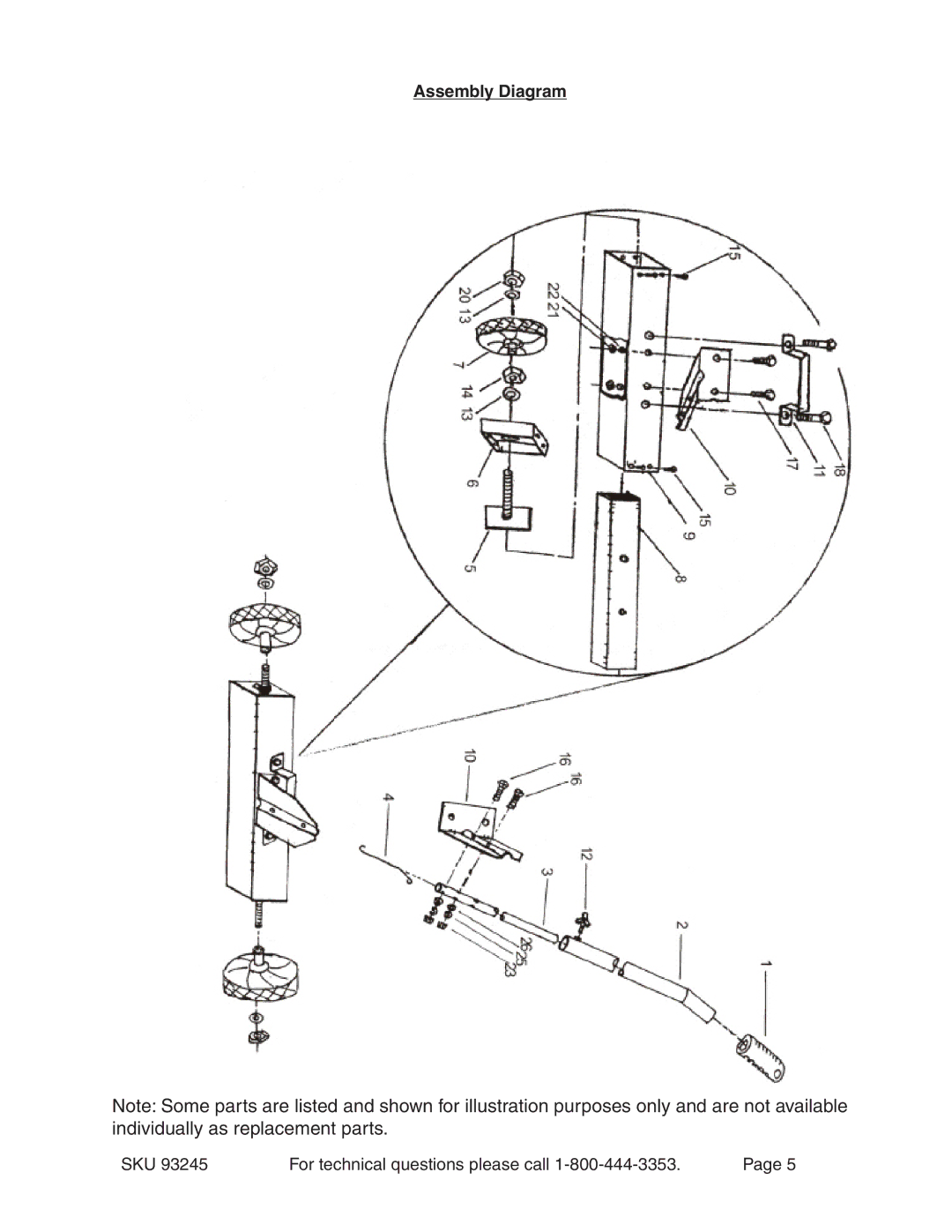 Harbor Freight Tools 93245 manual Assembly Diagram 