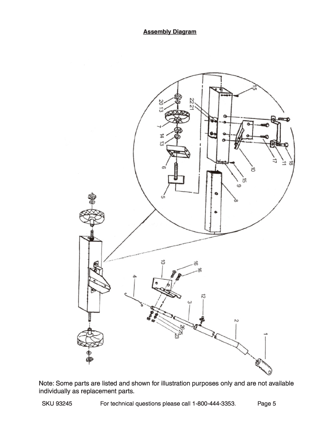 Harbor Freight Tools 93245 manual Assembly Diagram, Page 