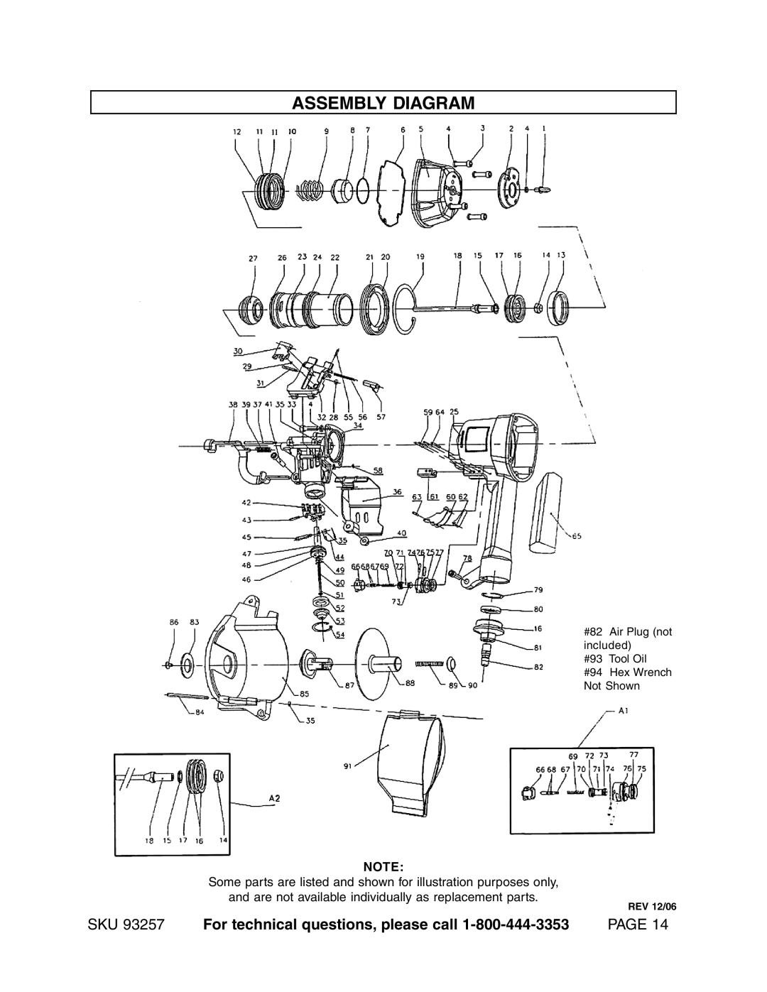 Harbor Freight Tools 93257 operating instructions Assembly Diagram 