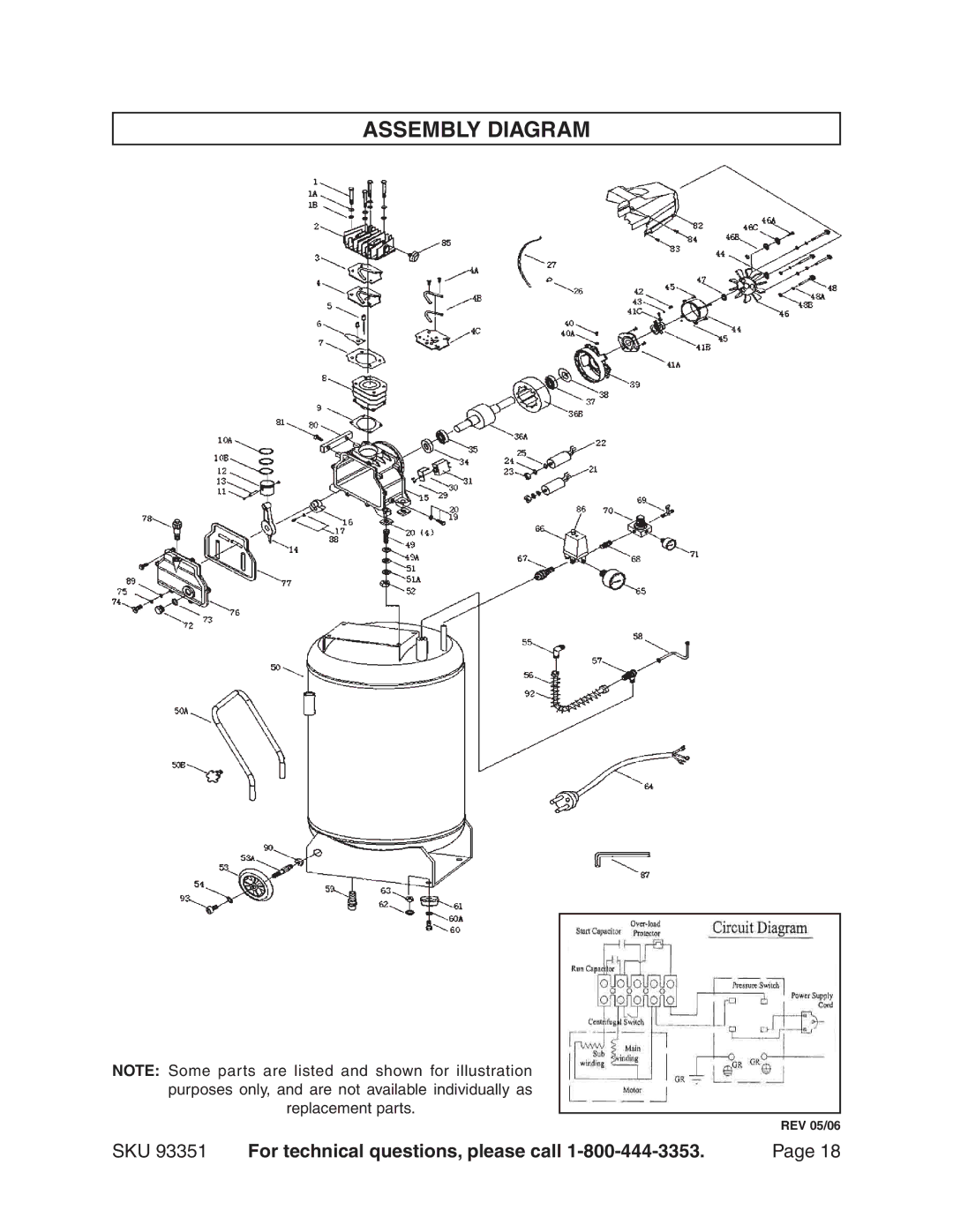 Harbor Freight Tools 93351 operating instructions Assembly Diagram 