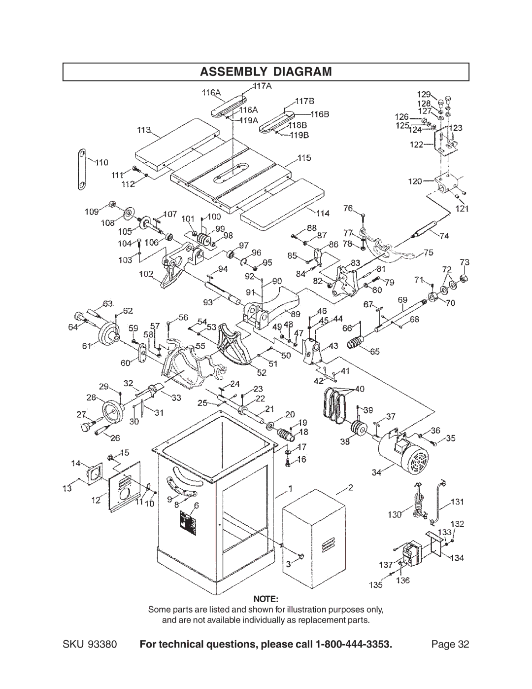 Harbor Freight Tools 93380 operating instructions Assembly Diagram 