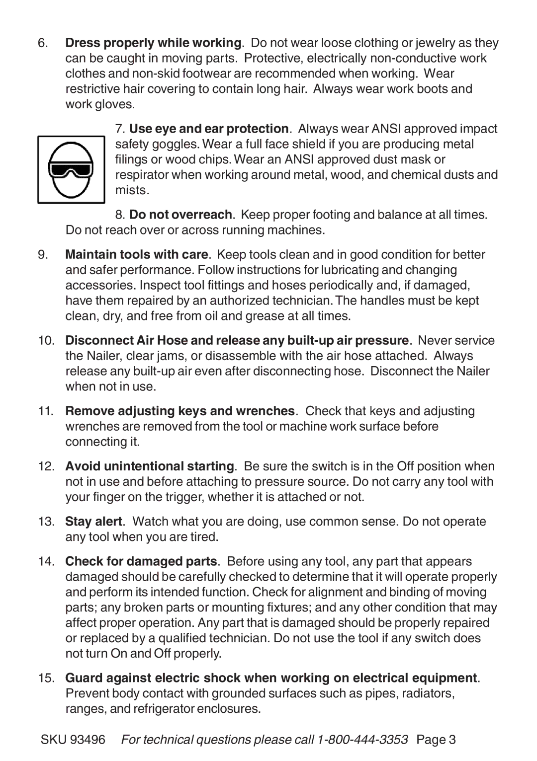 Harbor Freight Tools operating instructions SKU 93496 For technical questions please call 1-800-444-3353 