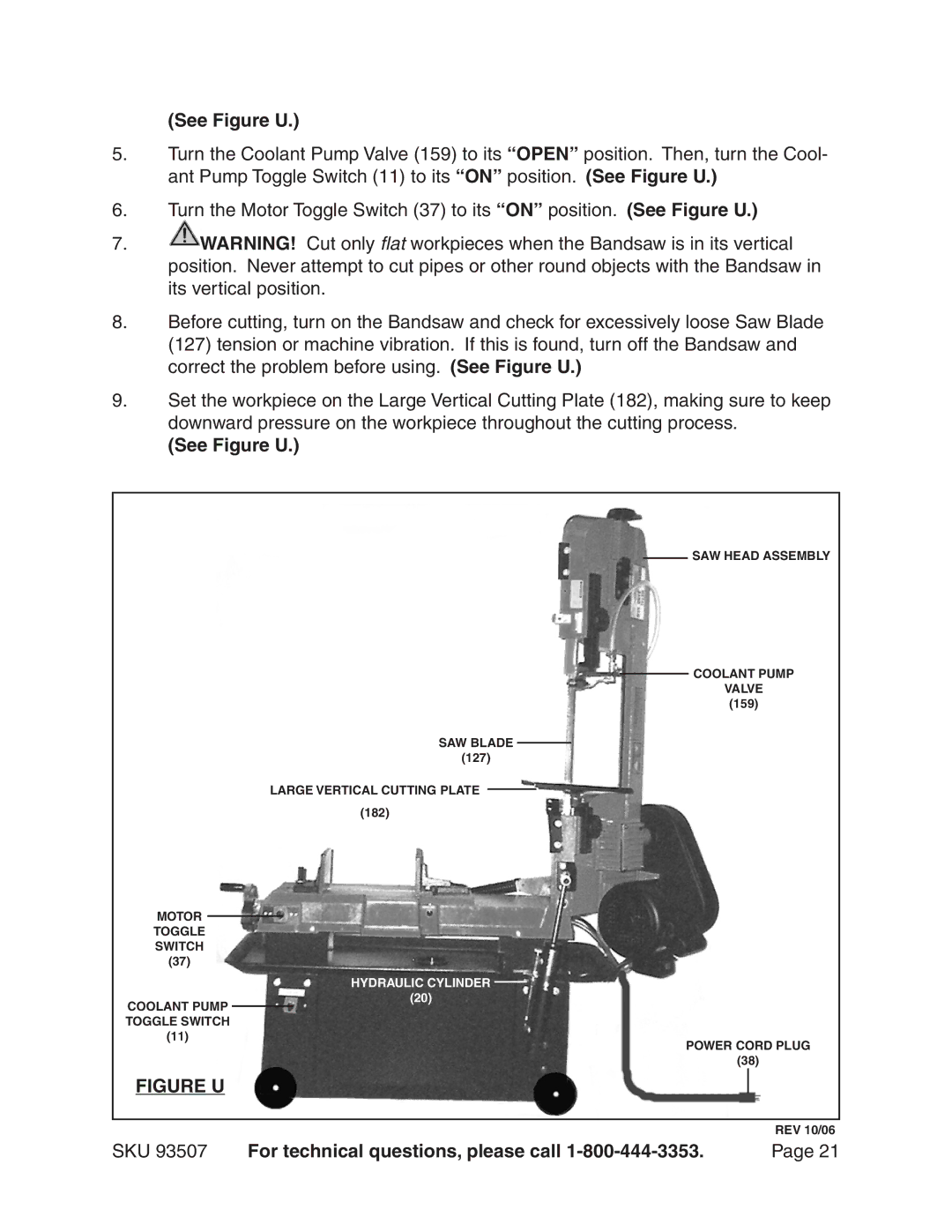 Harbor Freight Tools 93507 operating instructions See Figure U 