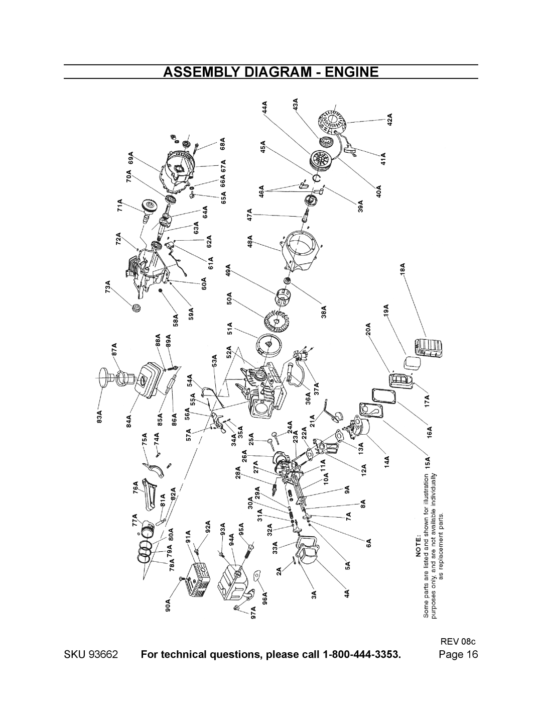 Harbor Freight Tools 93662 manual Assembly Diagram Engine 