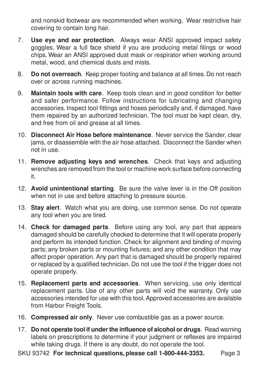 Harbor Freight Tools 93742 operating instructions 