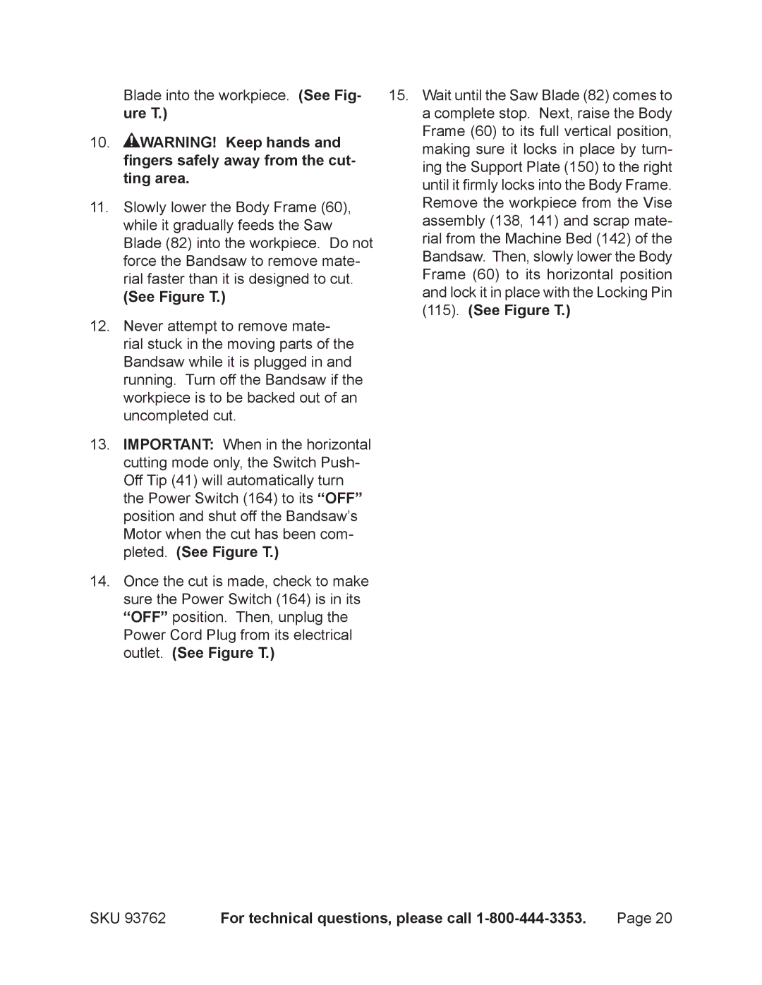 Harbor Freight Tools 93762 operating instructions See Figure T 