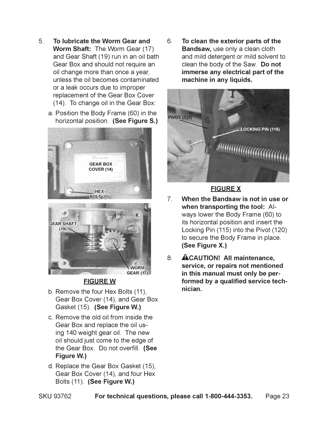 Harbor Freight Tools 93762 operating instructions Figure W 