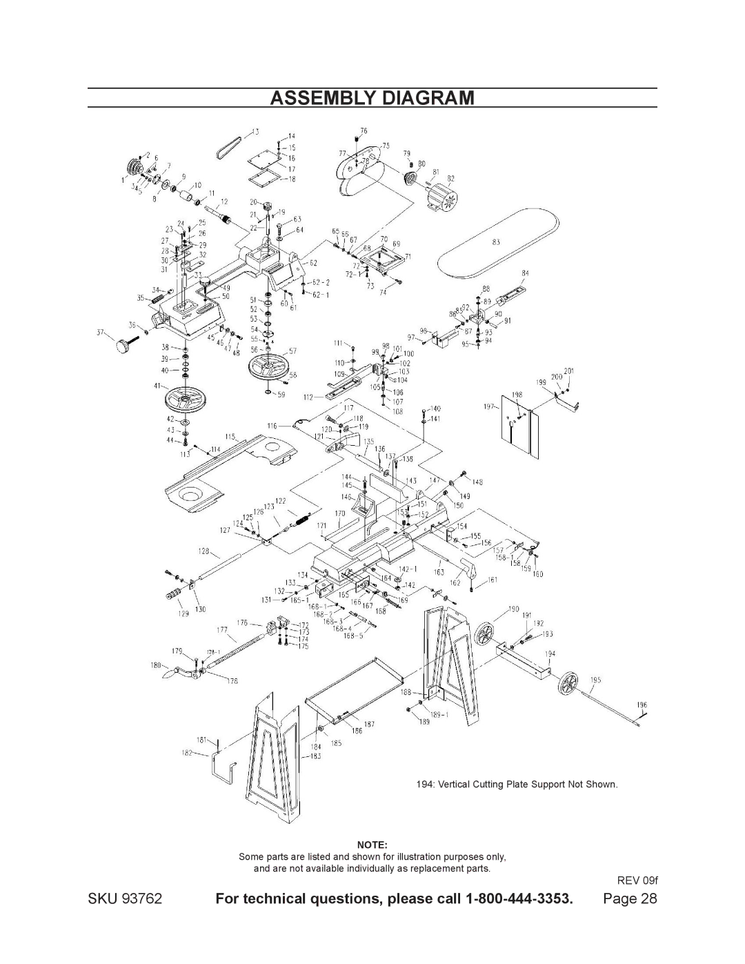 Harbor Freight Tools 93762 operating instructions Assembly Diagram 