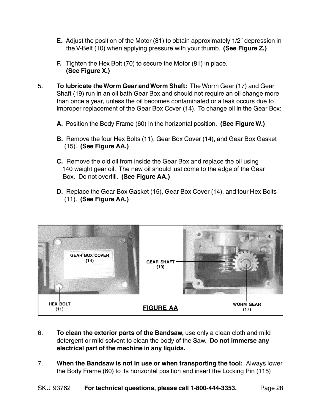 Harbor Freight Tools 93762 operating instructions Figure AA 