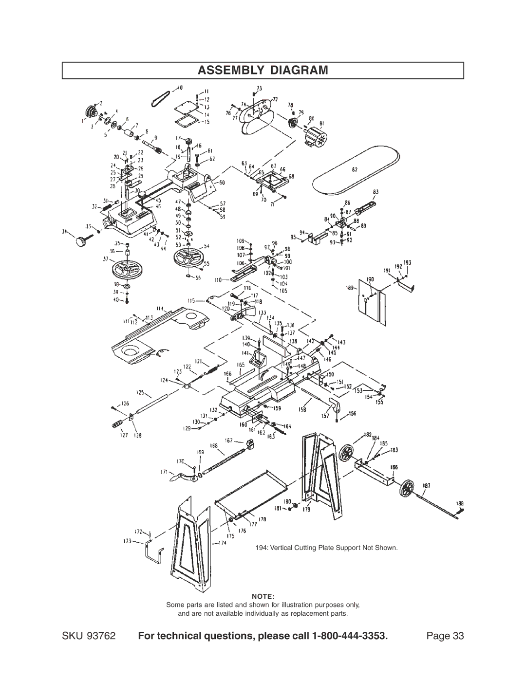 Harbor Freight Tools 93762 operating instructions Assembly Diagram 