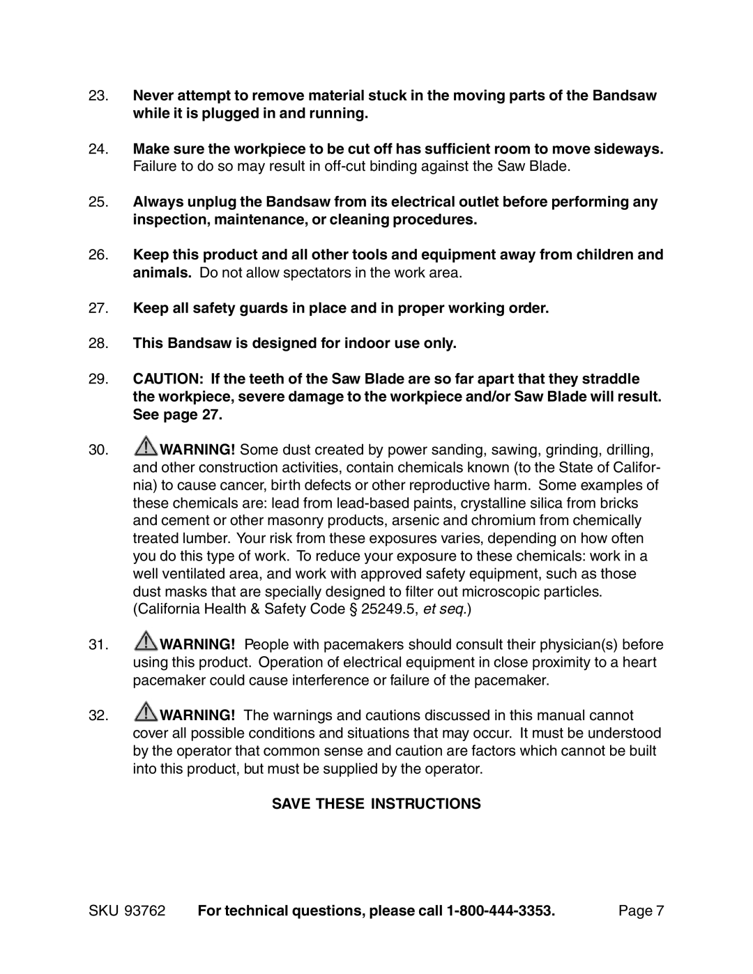 Harbor Freight Tools 93762 operating instructions 