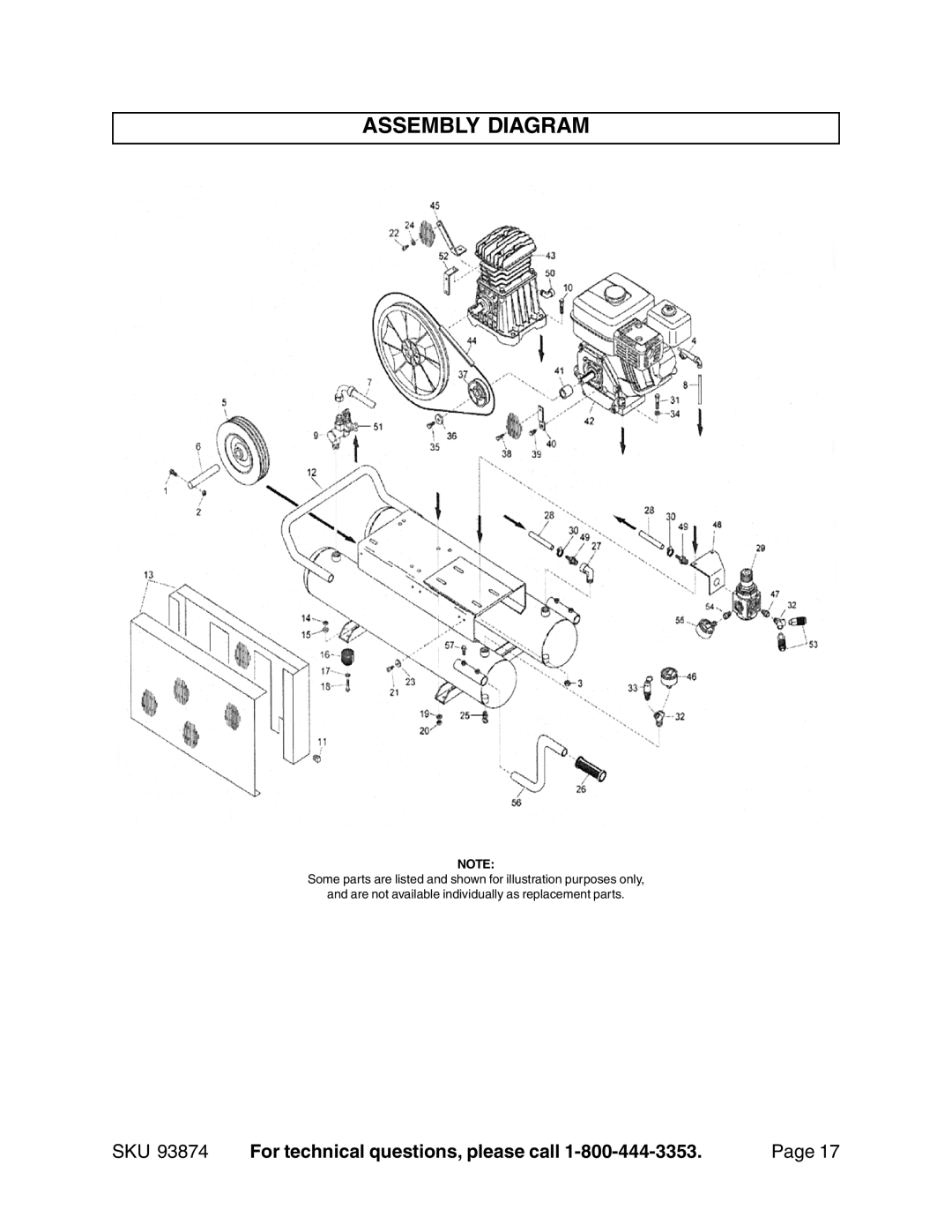 Harbor Freight Tools 93874 operating instructions Assembly Diagram 