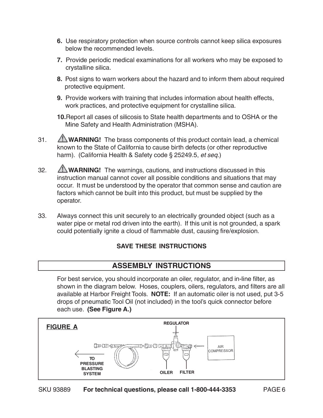 Harbor Freight Tools 93889 manual Assembly Instructions, Figure a 