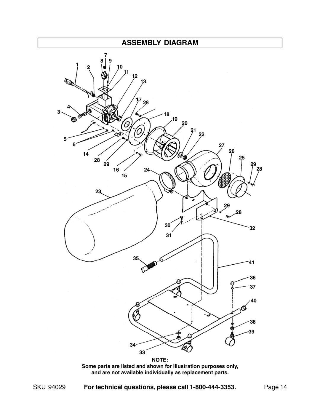 Harbor Freight Tools 94029 operating instructions Assembly Diagram 