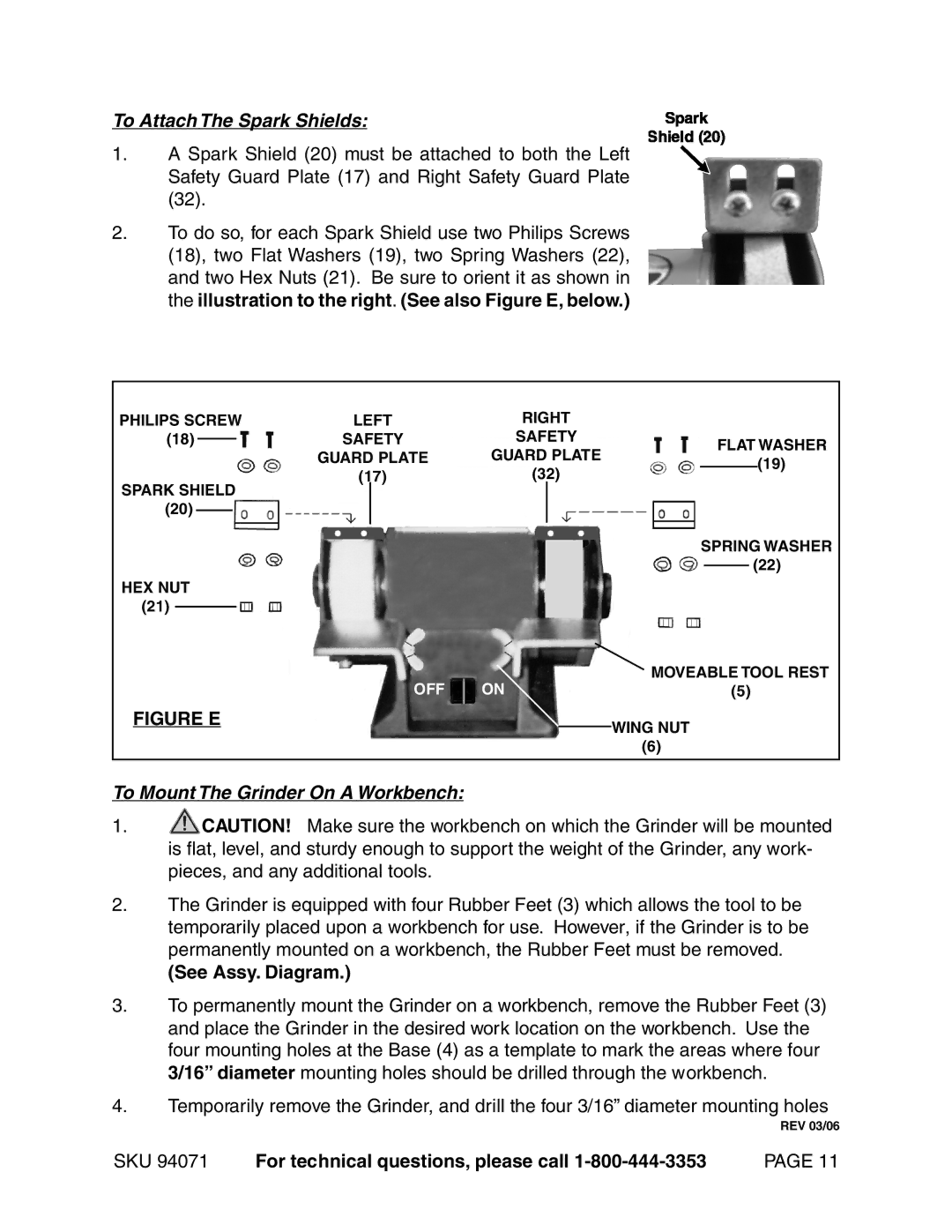 Harbor Freight Tools 94071 operating instructions Figure E, See Assy. Diagram 