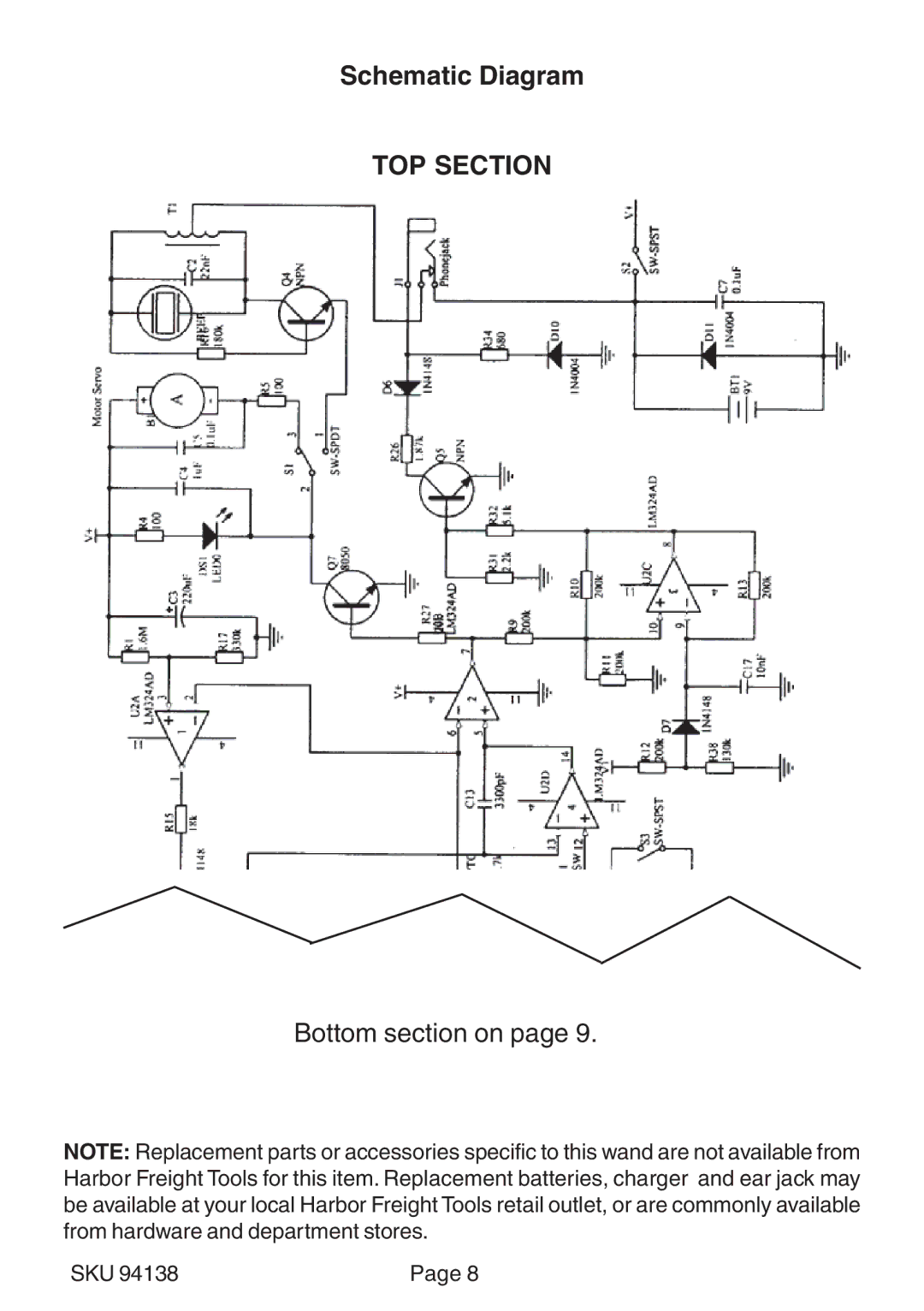 Harbor Freight Tools 94138 manual Schematic Diagram 