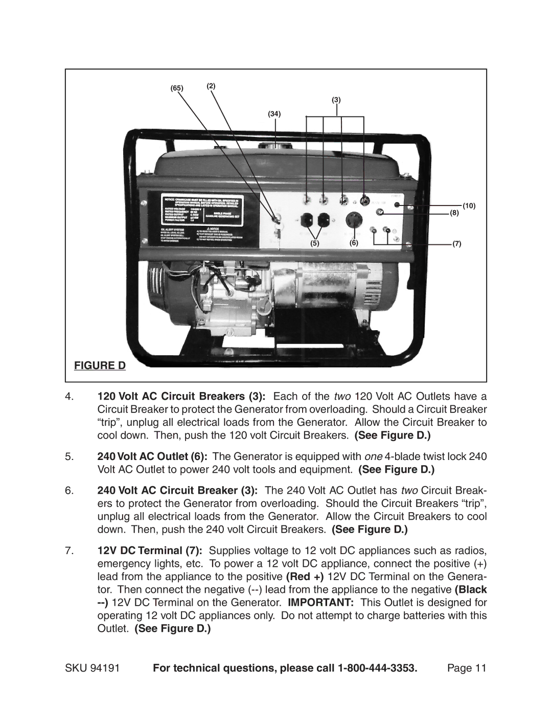 Harbor Freight Tools 94191 warranty Figure D 