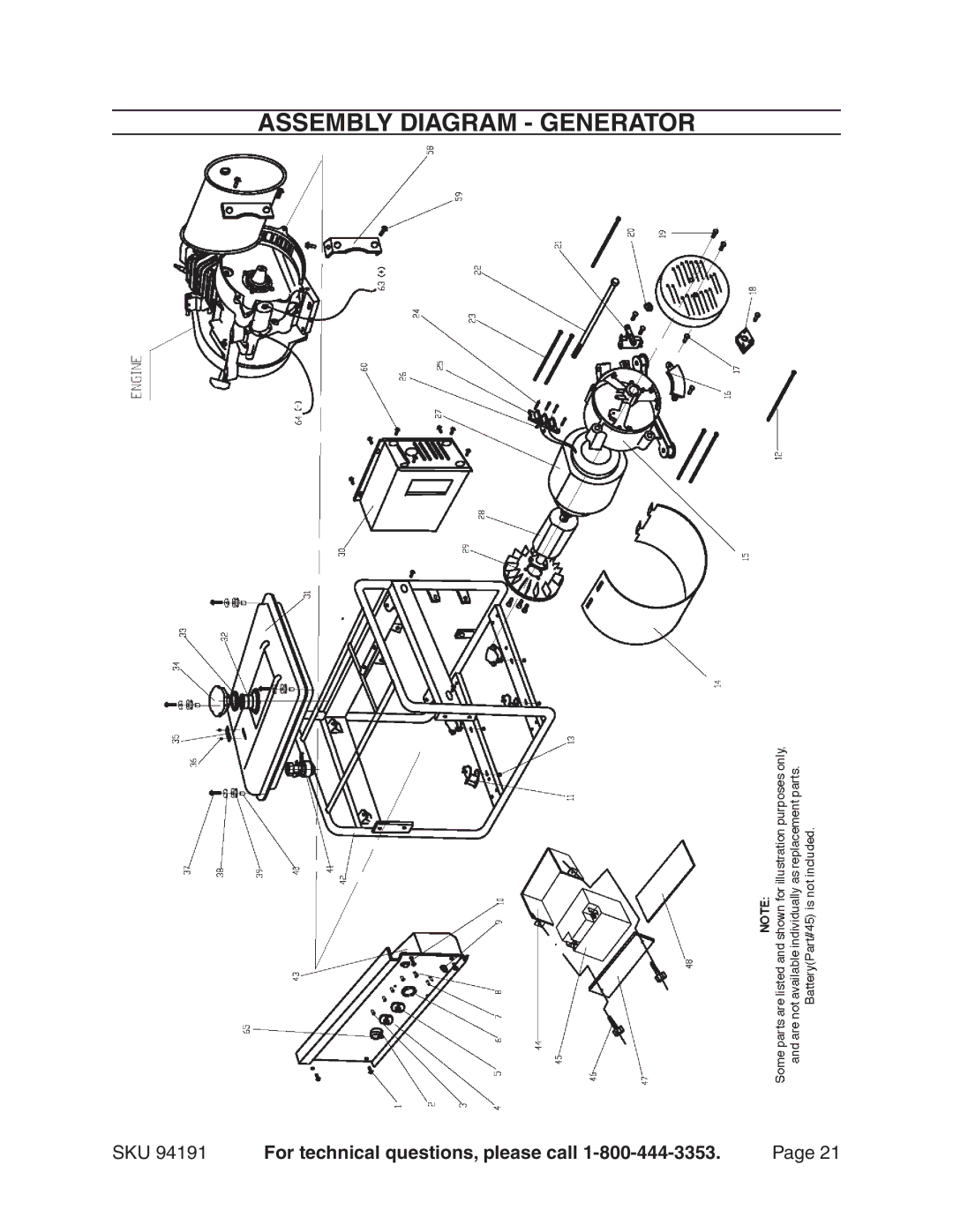 Harbor Freight Tools 94191 warranty Assembly Diagram Generator 