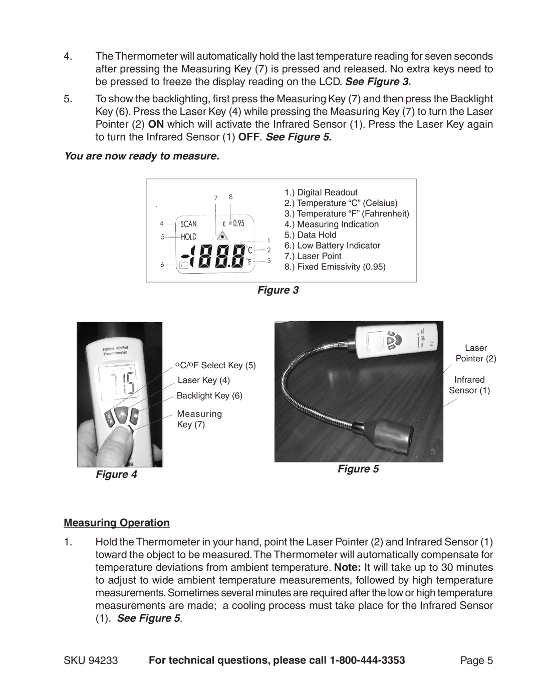 Harbor Freight Tools 94233 operating instructions You are now ready to measure 