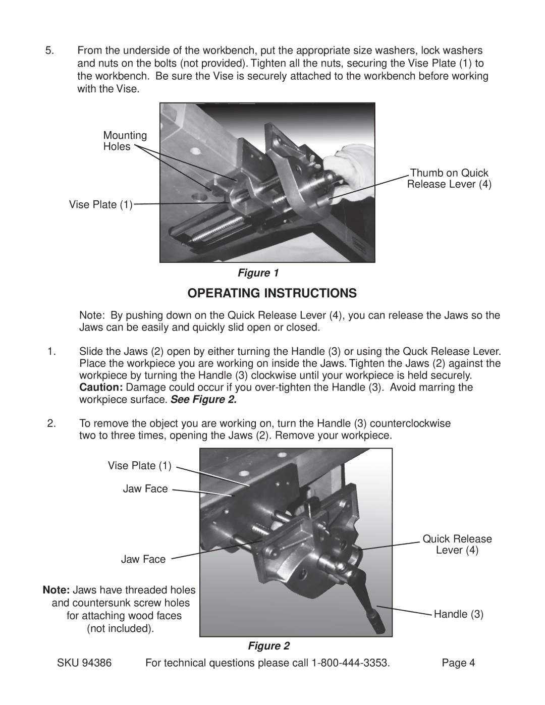 Harbor Freight Tools 94386 operating instructions Operating Instructions 