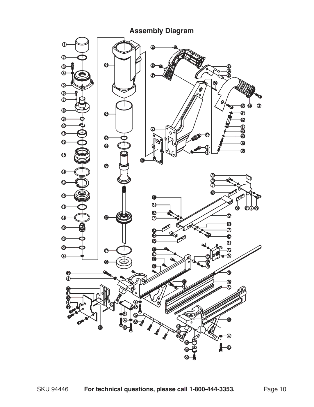 Harbor Freight Tools 94446 operating instructions Assembly Diagram 