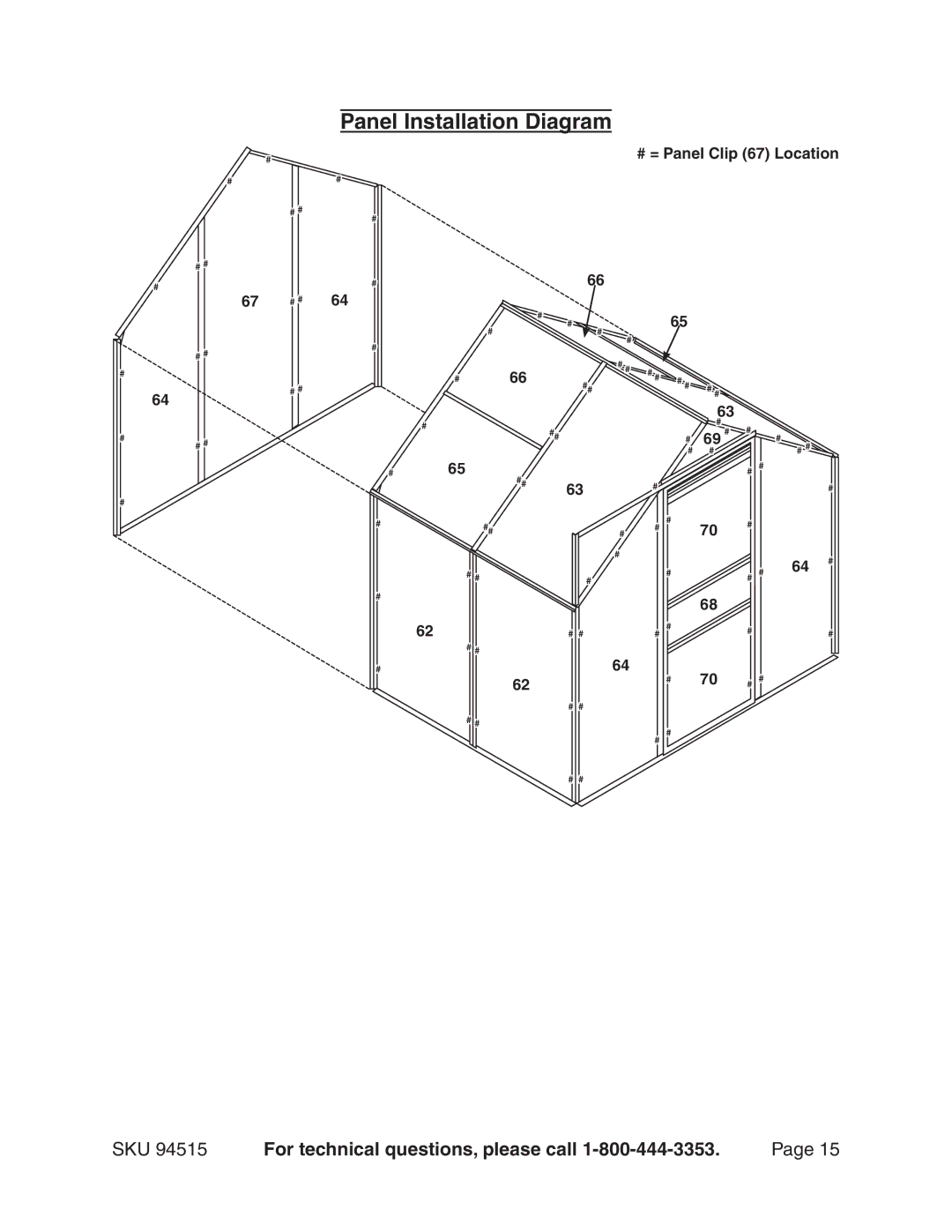 Harbor Freight Tools 94515 manual # = Panel Clip 67 Location 