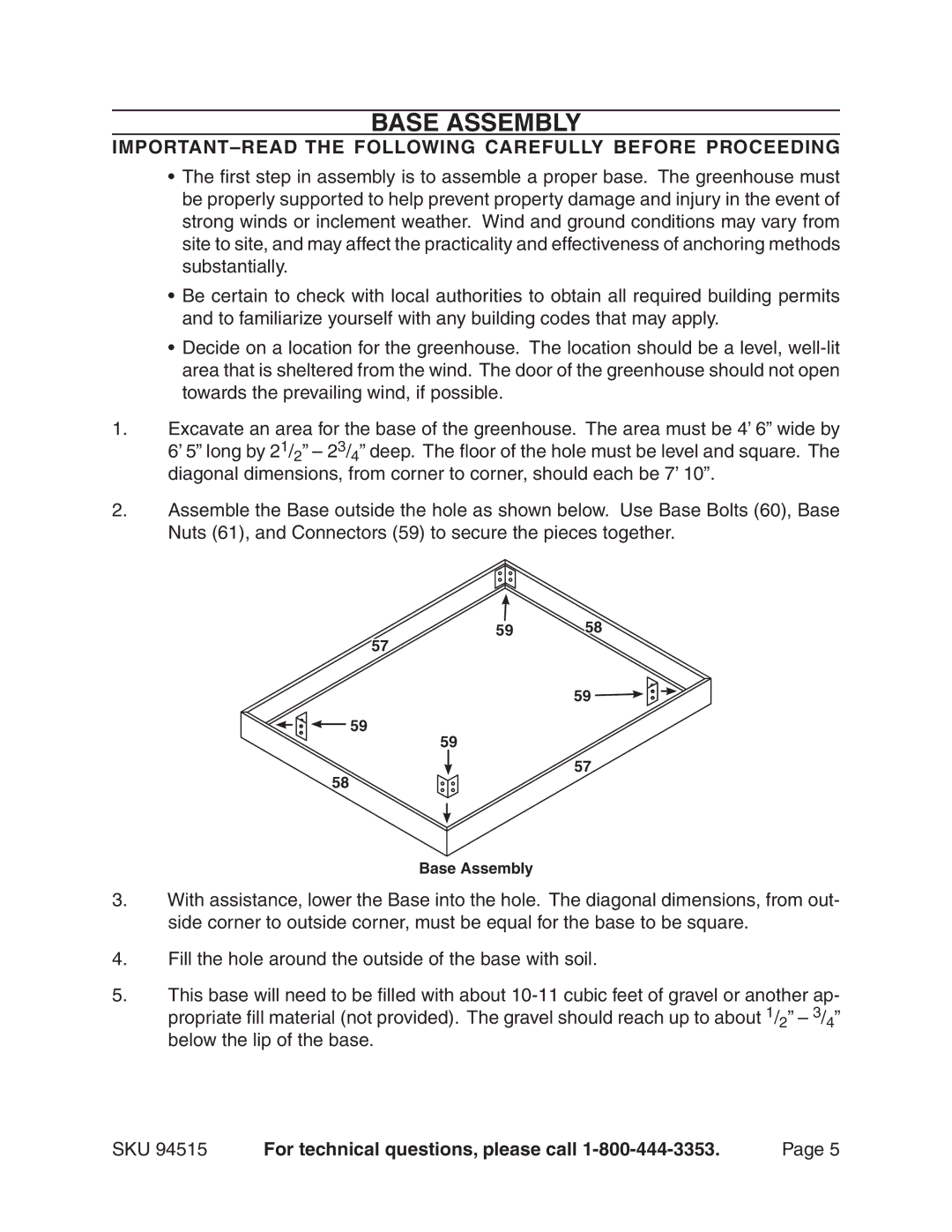 Harbor Freight Tools 94515 manual Important-Read the following carefully Before Proceeding 