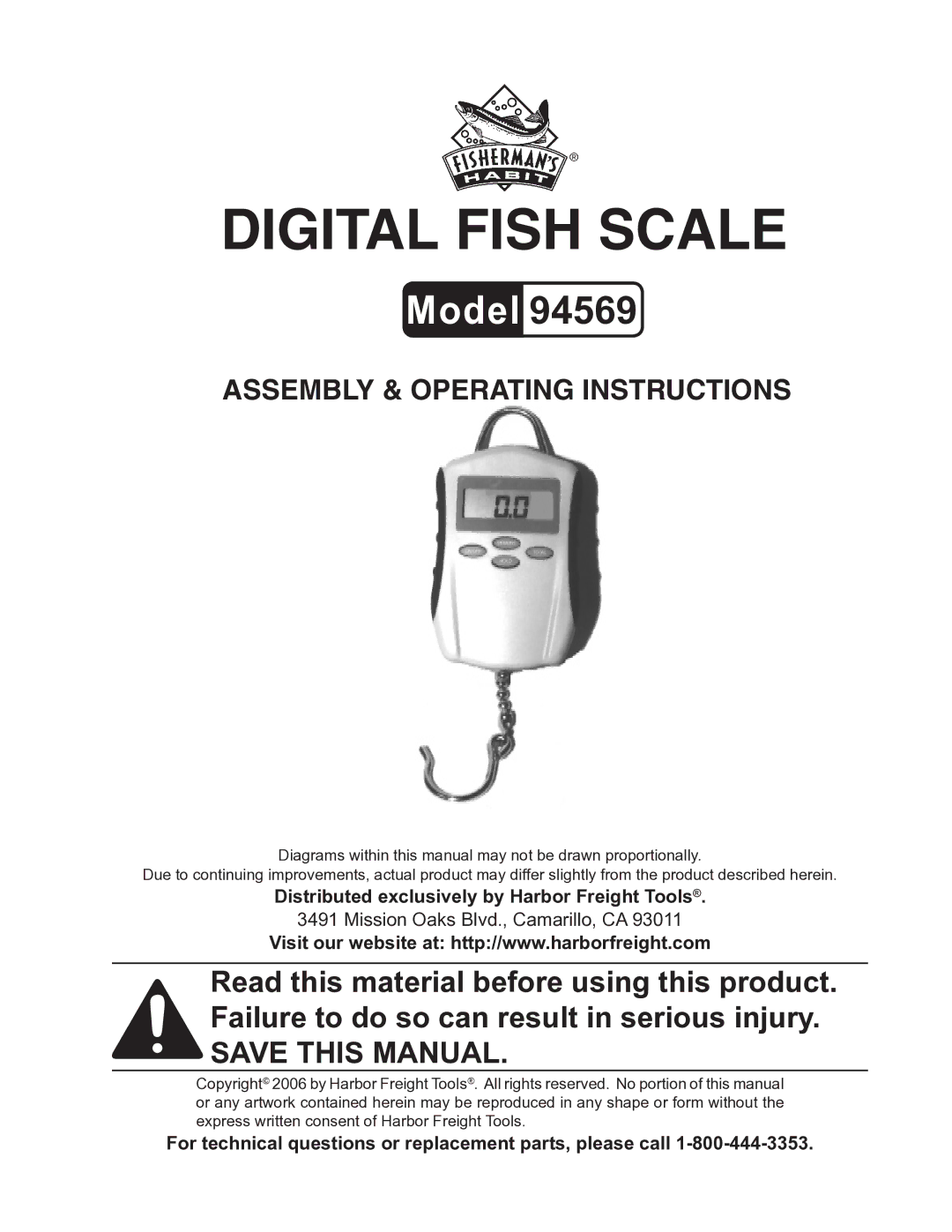 Harbor Freight Tools 94569 operating instructions Digital Fish Scale 