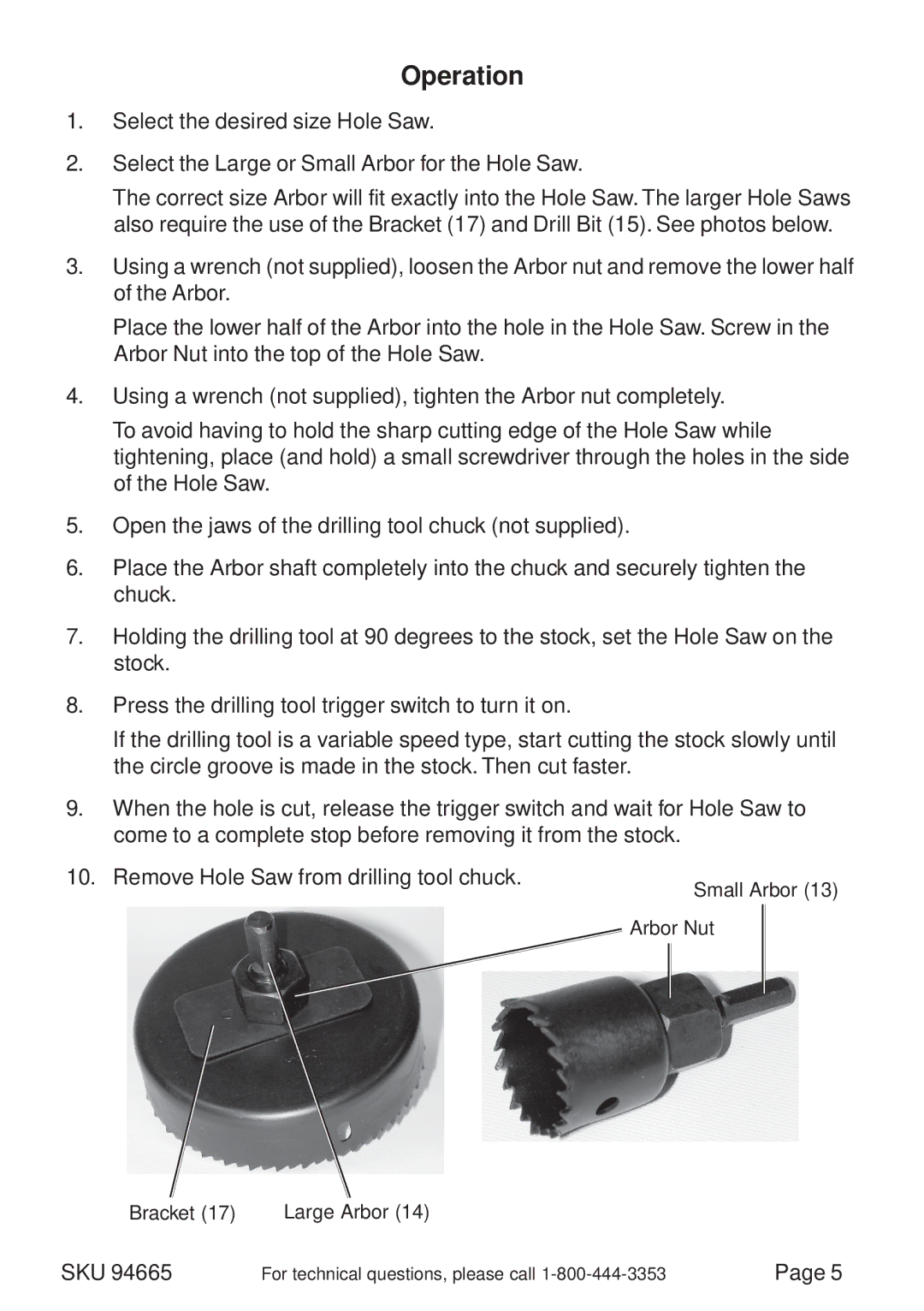 Harbor Freight Tools 94665 operating instructions Operation 