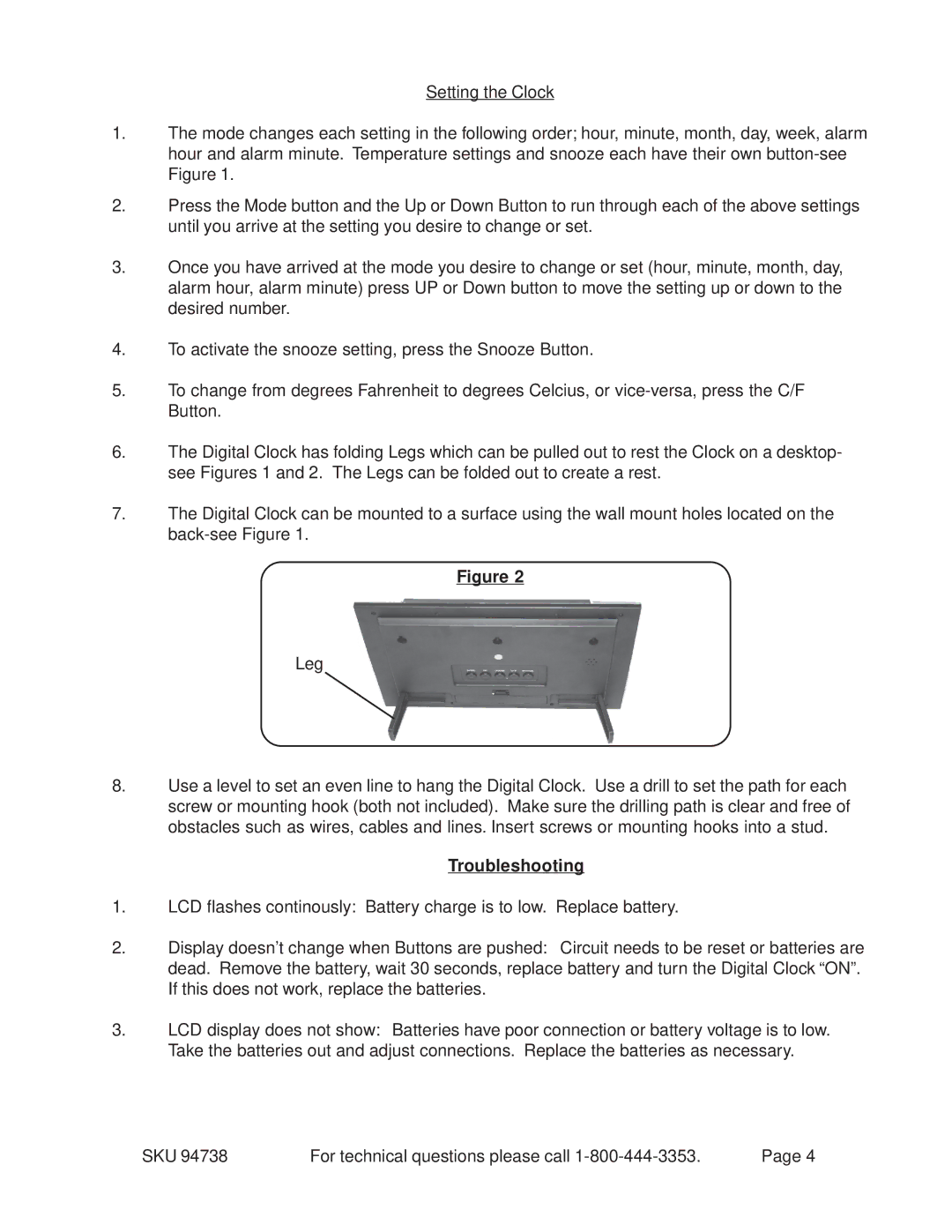 Harbor Freight Tools 94738 manual Troubleshooting 