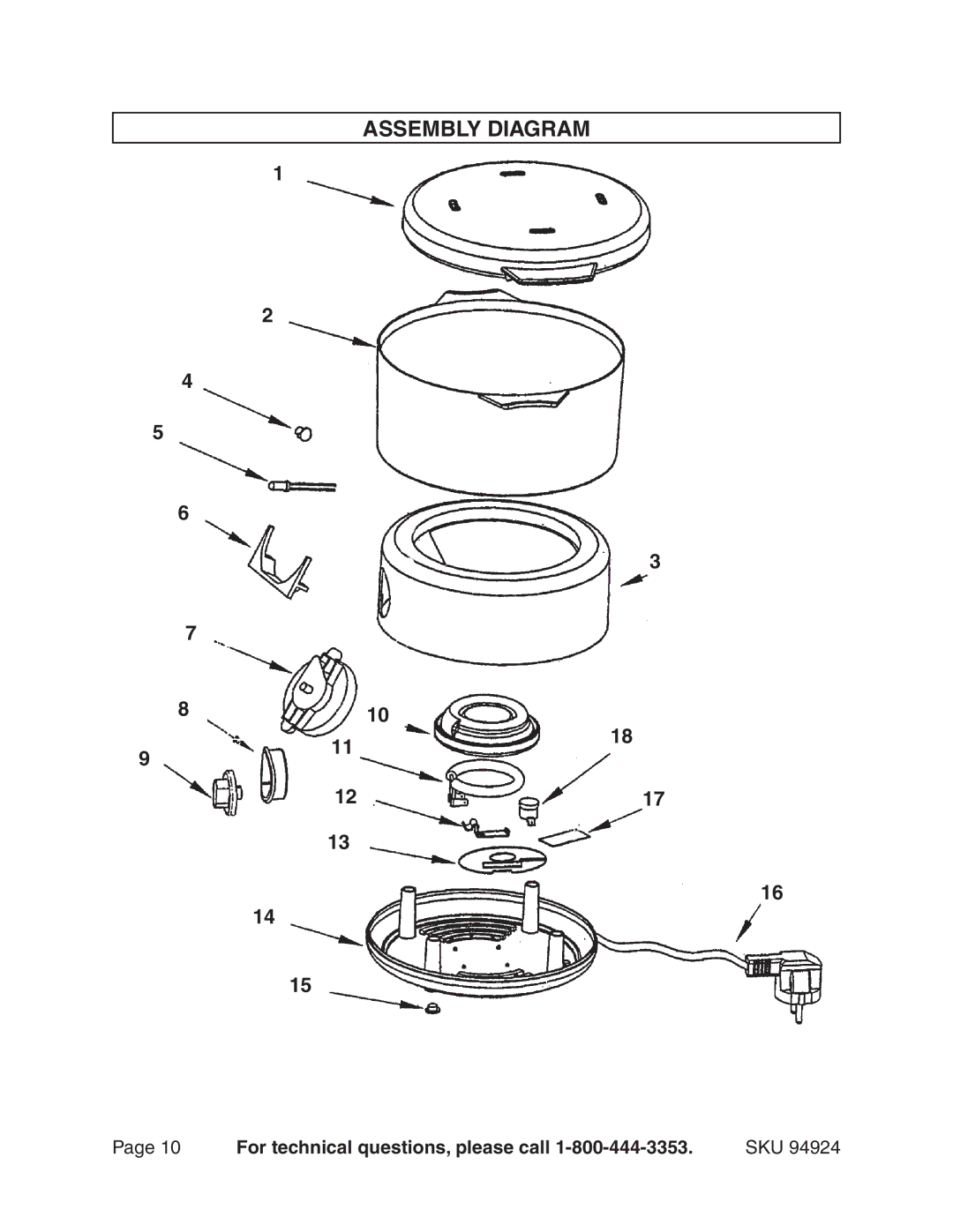 Harbor Freight Tools 94924 manual Assembly Diagram 