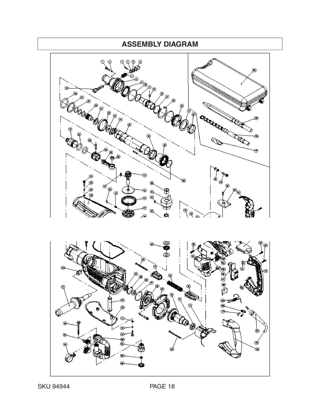 Harbor Freight Tools 94944 operating instructions Assembly Diagram 