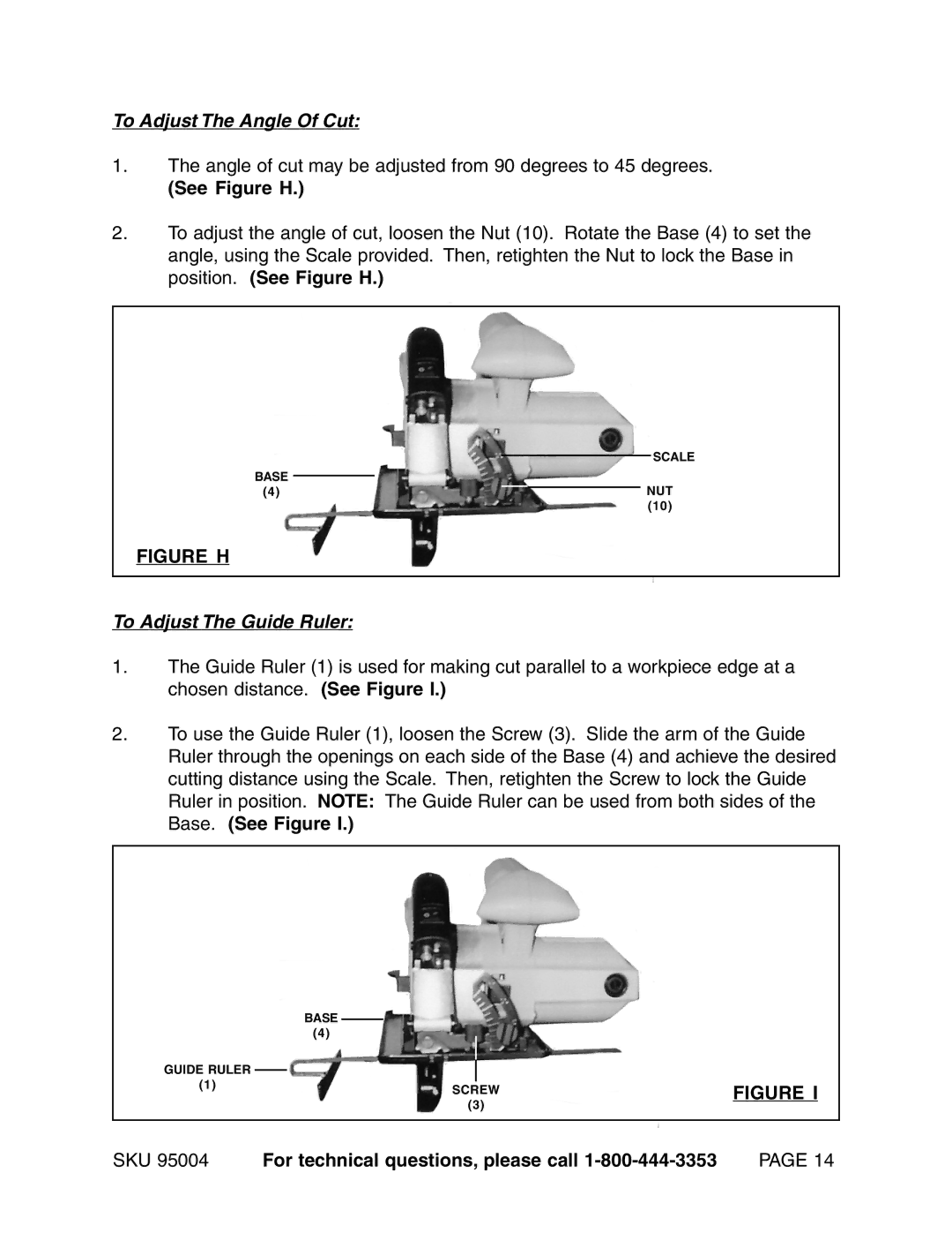 Harbor Freight Tools 95004 operating instructions See Figure H 