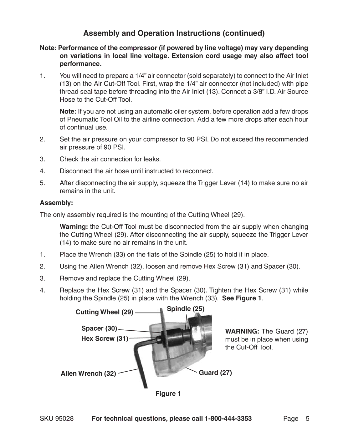 Harbor Freight Tools 95028 operating instructions Assembly and Operation Instructions 