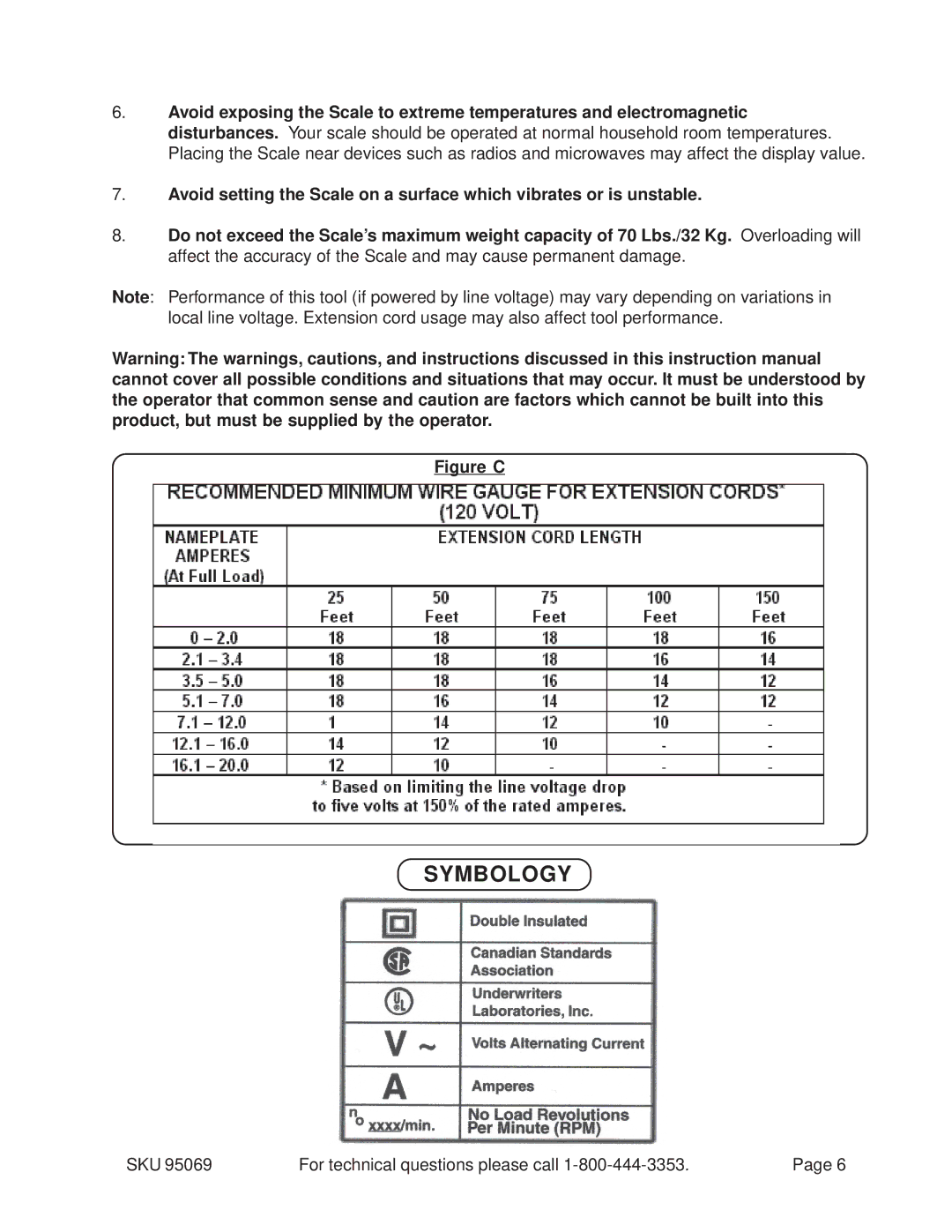 Harbor Freight Tools 95069 operating instructions Symbology 