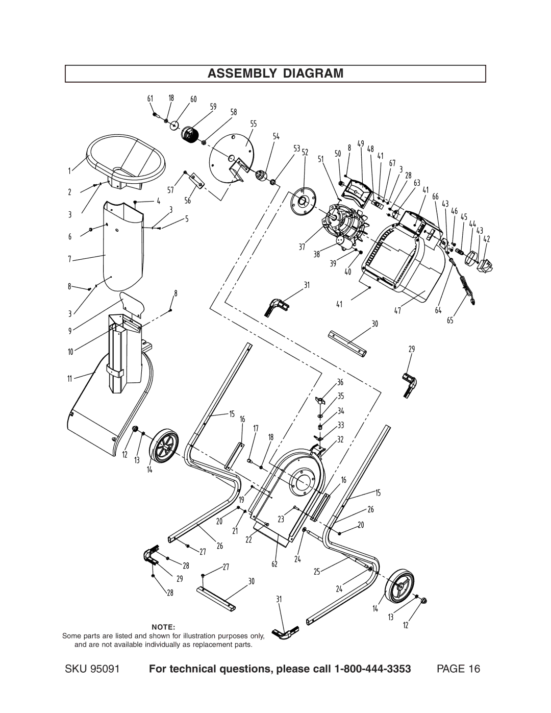 Harbor Freight Tools 95091 manual Assembly Diagram 