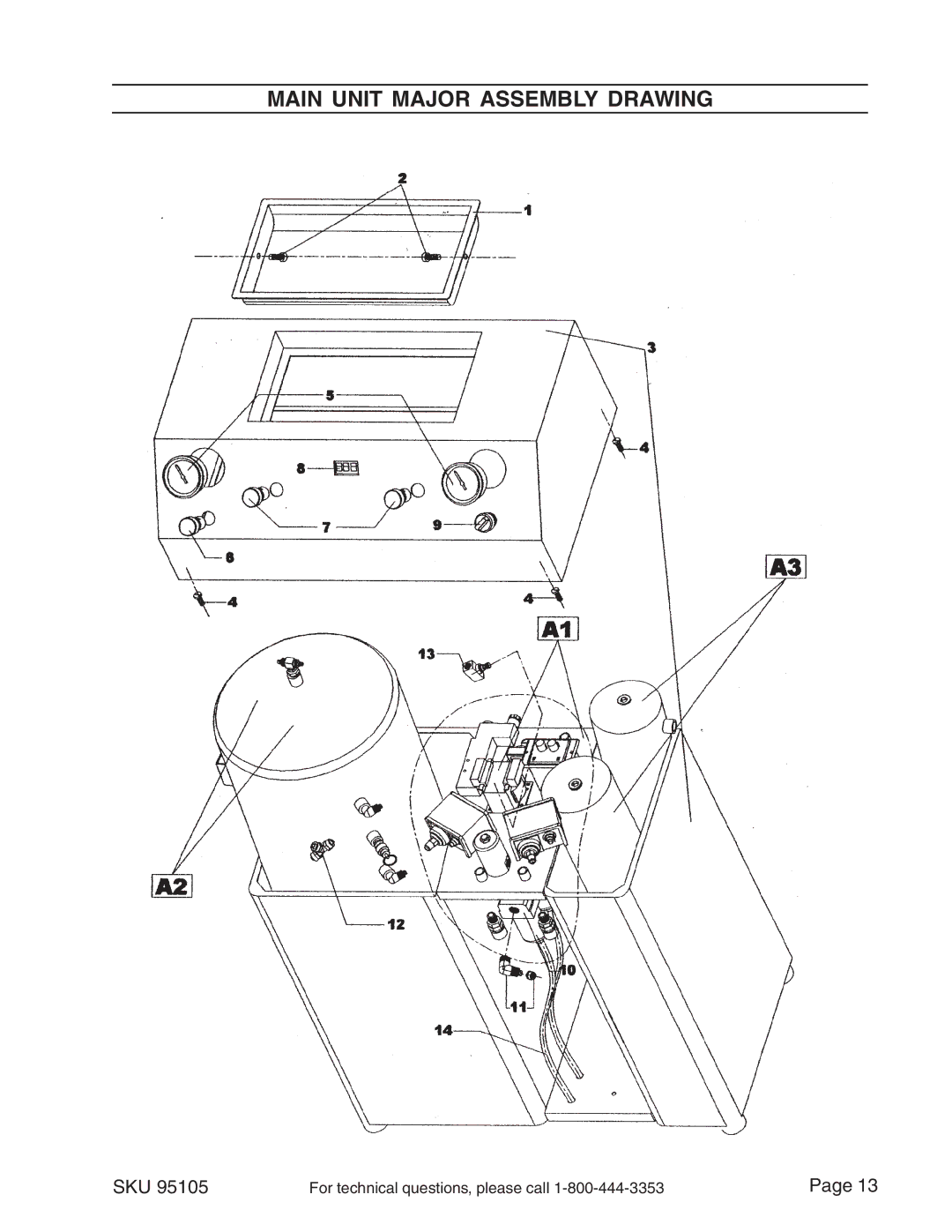 Harbor Freight Tools 95105 manual Main Unit Major Assembly Drawing 