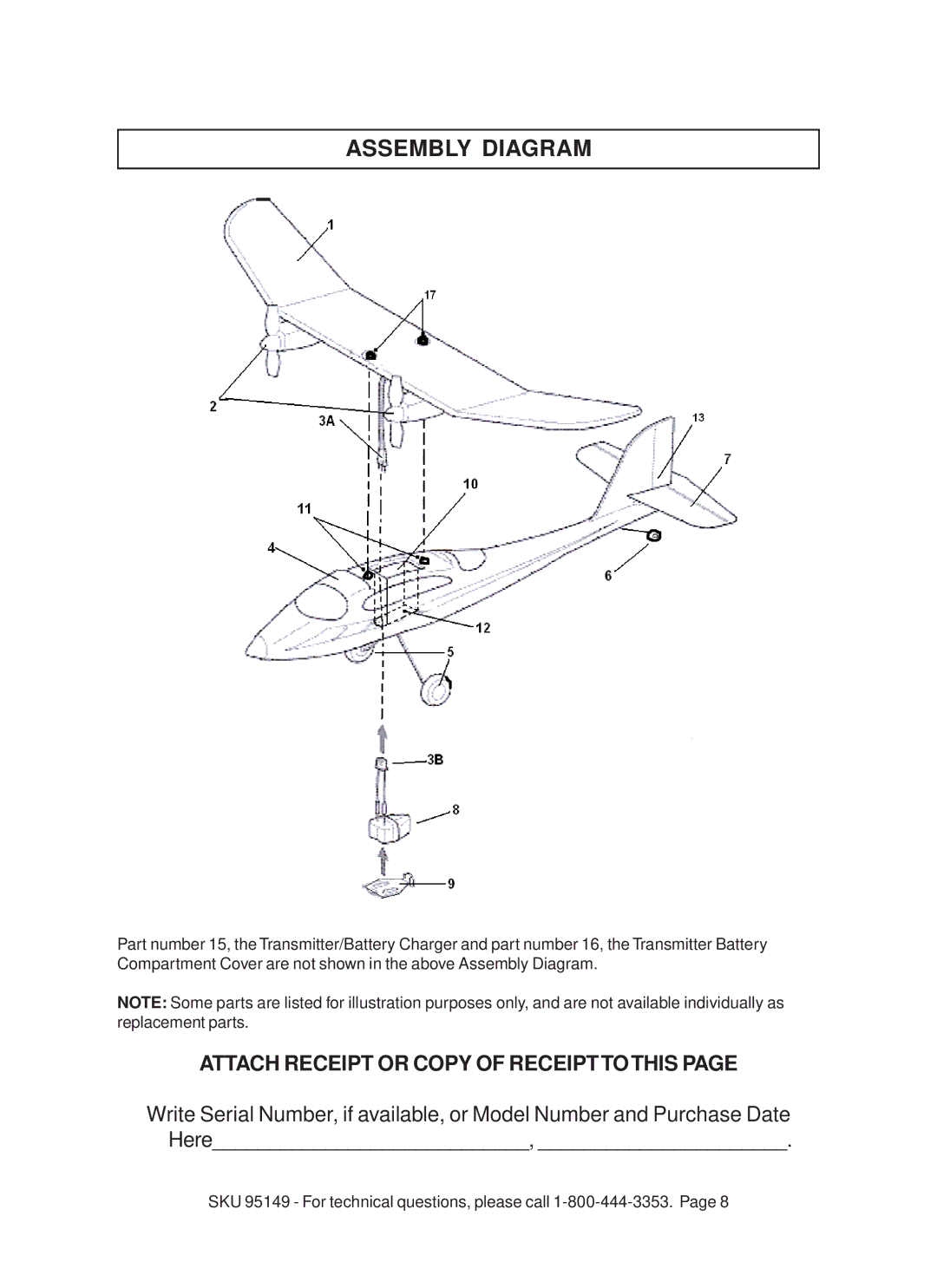 Harbor Freight Tools 95149 warranty Assembly Diagram, Attach Receipt or Copy of Receipttothis 