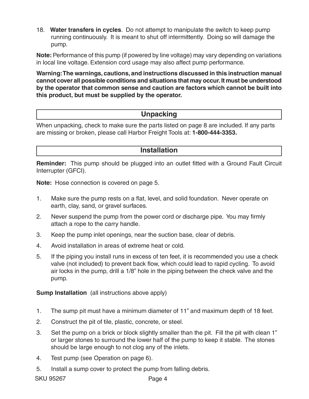 Harbor Freight Tools 95267 manual Unpacking, Installation 