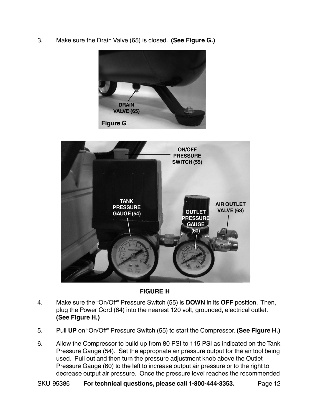 Harbor Freight Tools 95386 operating instructions Figure G, See Figure H 