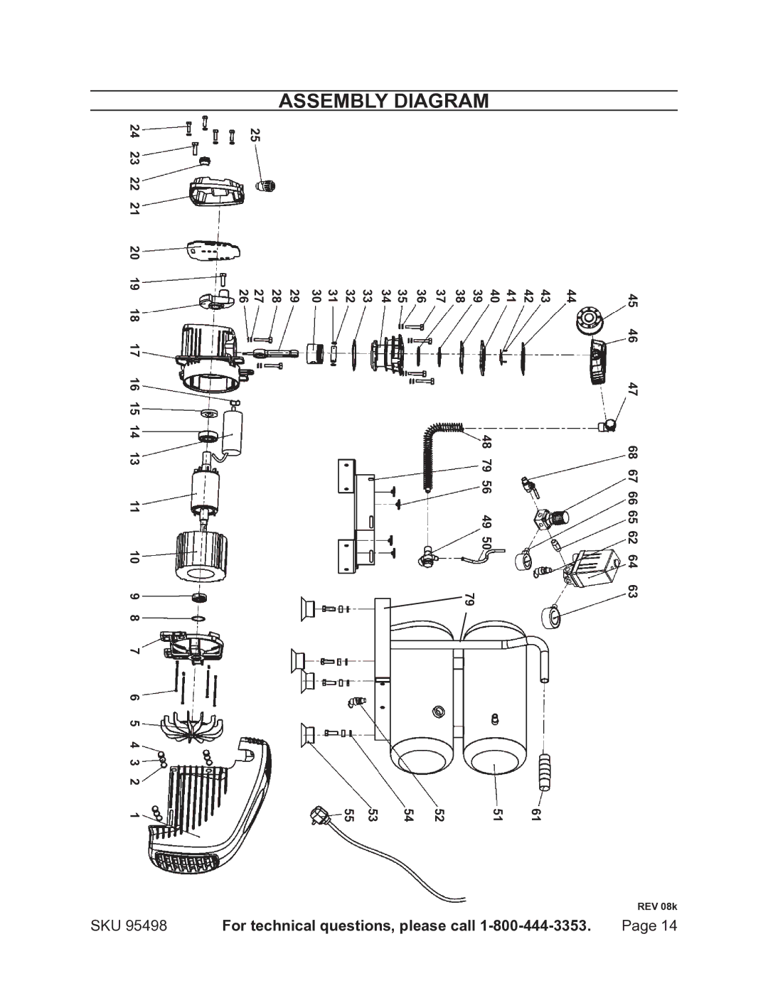 Harbor Freight Tools 95498 operating instructions Assembly Diagram 