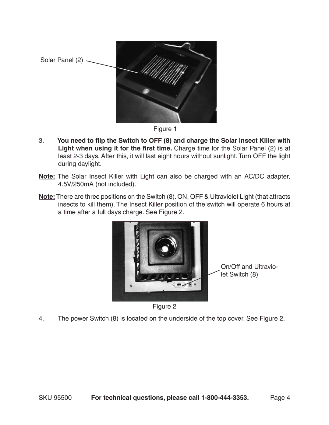 Harbor Freight Tools 95500 operating instructions SKU For technical questions, please call 