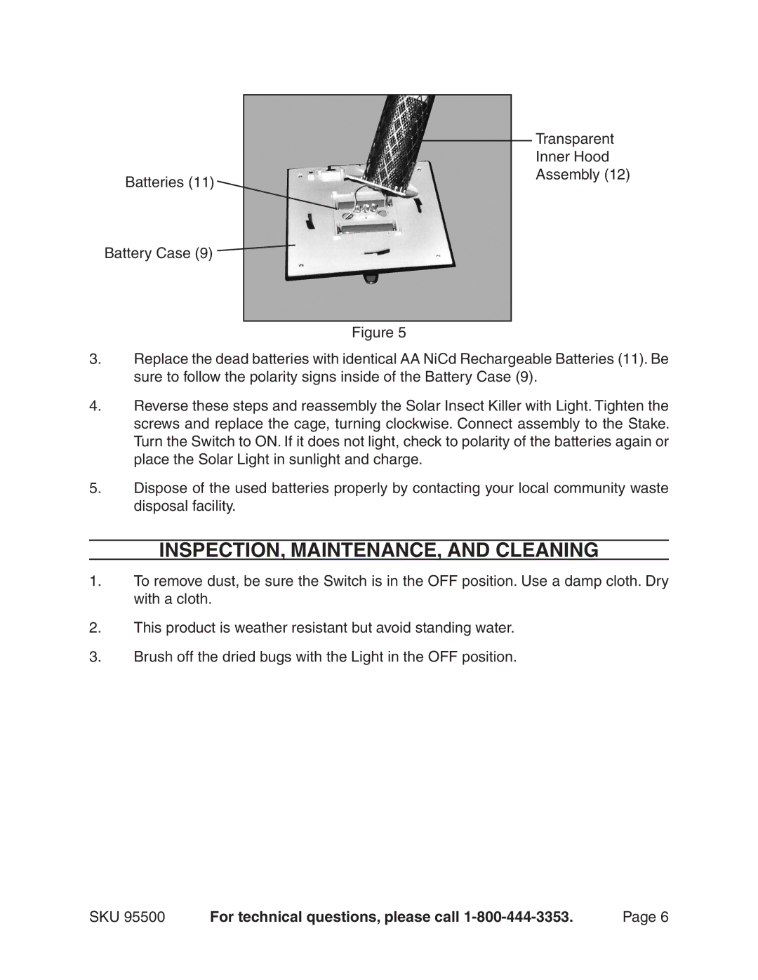 Harbor Freight Tools 95500 operating instructions INSPECTION, MAINTENANCE, and Cleaning 