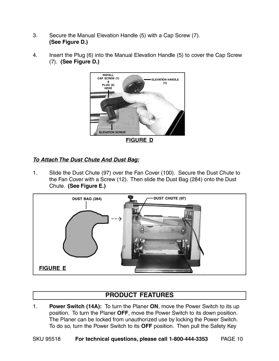 Harbor Freight Tools 95518 operating instructions Product Features, To Attach The Dust Chute And Dust Bag 