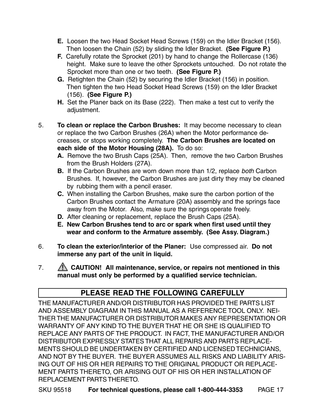 Harbor Freight Tools 95518 operating instructions Please Read the Following Carefully 