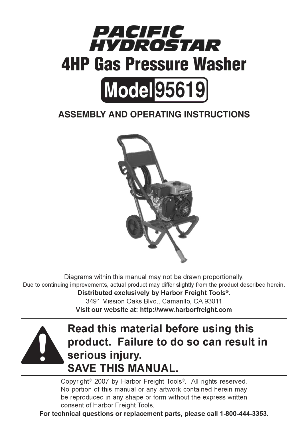 Harbor Freight Tools 95619 manual 