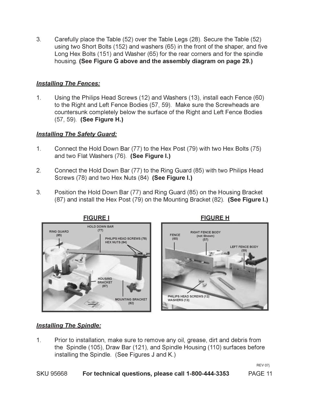 Harbor Freight Tools 95668 operating instructions Installing The Fences, 57, 59. See Figure H, Installing The Safety Guard 