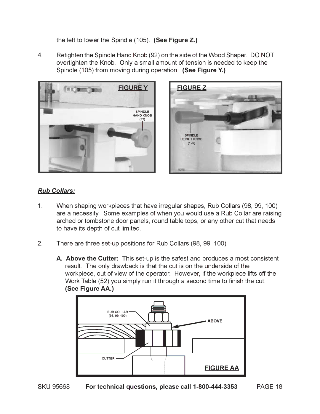 Harbor Freight Tools 95668 operating instructions Rub Collars, See Figure AA 