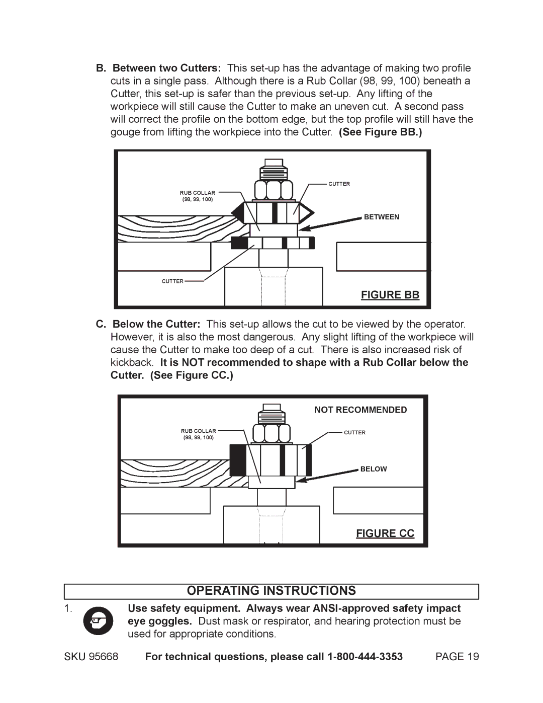 Harbor Freight Tools 95668 operating instructions Operating Instructions, Cutter. See Figure CC 